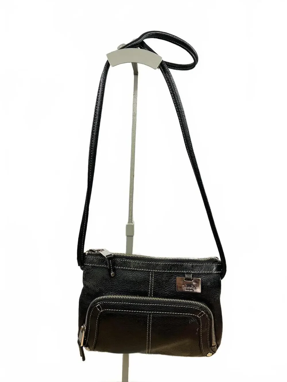 Tignanello Vintage Black Leather Crossbody Bag Y2K Mini Shoulder Purse - Picture 2 of 8